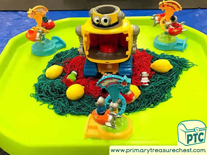 Alien Sensory Spaghetti Small World Play - Role Play Sensory Play - Tuff Tray Ideas Early Years / Nursery / Primary