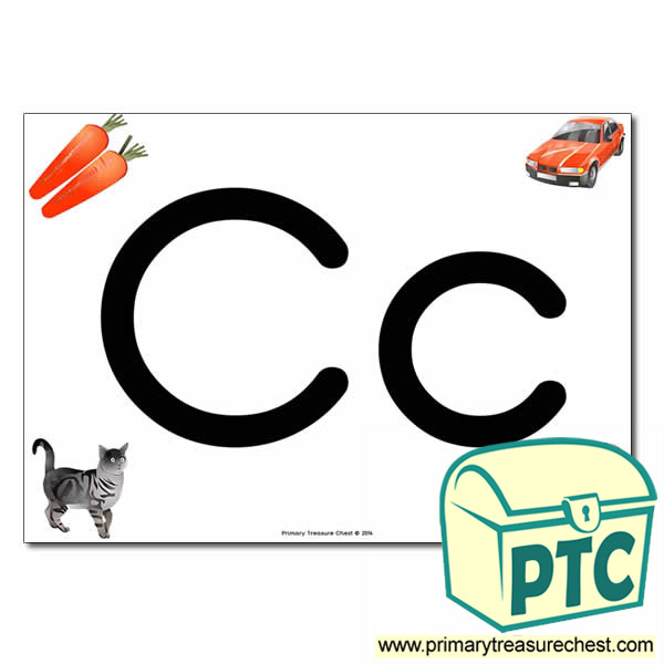 'Cc' Upper and Lowercase Letters A4 posterposter with realistic images