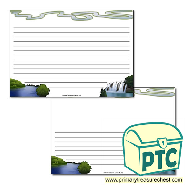 River Themed Landscape Page Border/Writing Frame (narrow lines)
