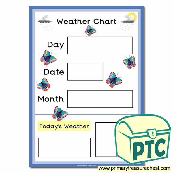 Weather Chart A3 Poster with butterflies