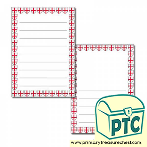English Flag Themed Page Border - Wide Lined