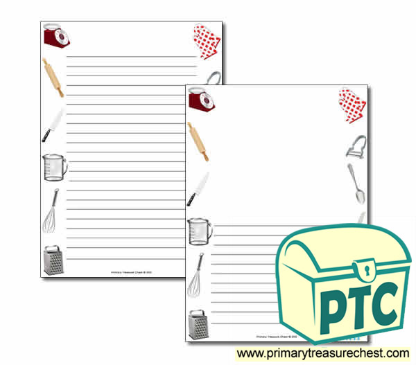 Cooking Equipment Themed Page Borders/Writing Frames (narrow lines)