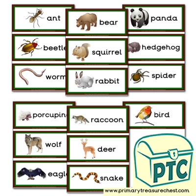  Forest and Wood Animal Themed Flashcards