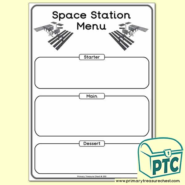 Space Station Menu Worksheet