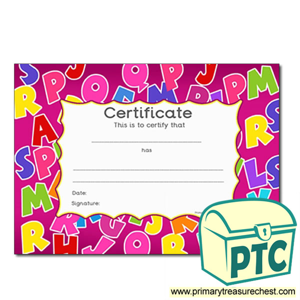 Alphabet Themed Certificate