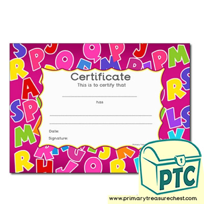 Alphabet Themed Certificate