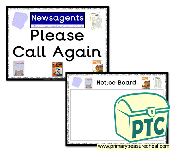 Newsagents Shop Notice Board & Call Again Signs