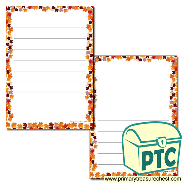 Autumn Leaves Page Border/Writing Frame (wide lines)