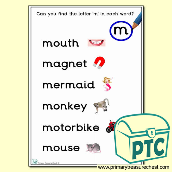 Find the Letter 'm' Activity Sheet