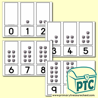 Hippo Number Shapes Matching Cards 0 to 10