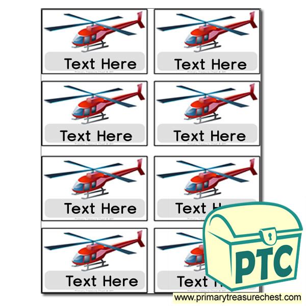 Helicopter Themed Coat Hook Labels