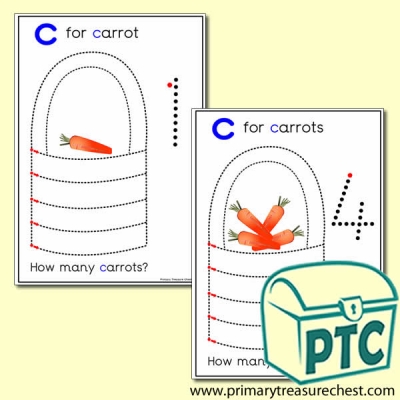 Carrot Themed Numeracy and Pencil Control - Letter 'c'