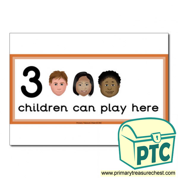Listening Area Sign - Images of Faces - 3 children can play here - Classroom Organisation Poster