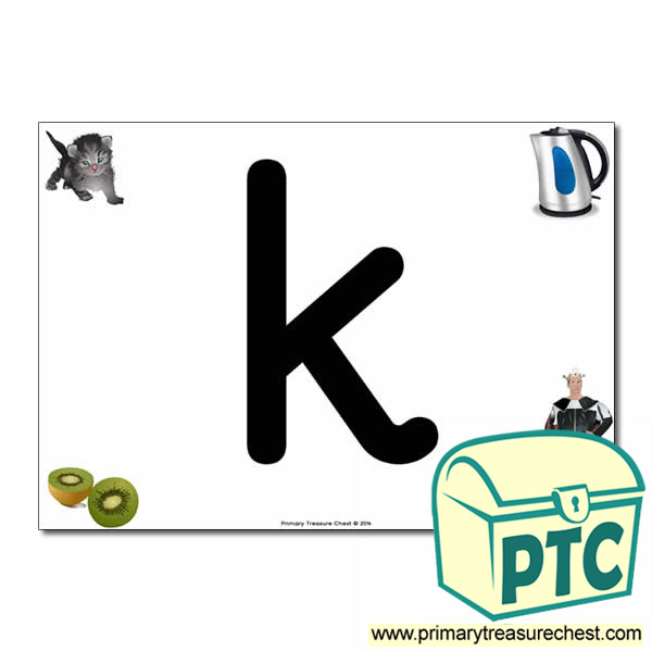  'k' Lowercase  Letter A4 Poster containing high quality realistic images.