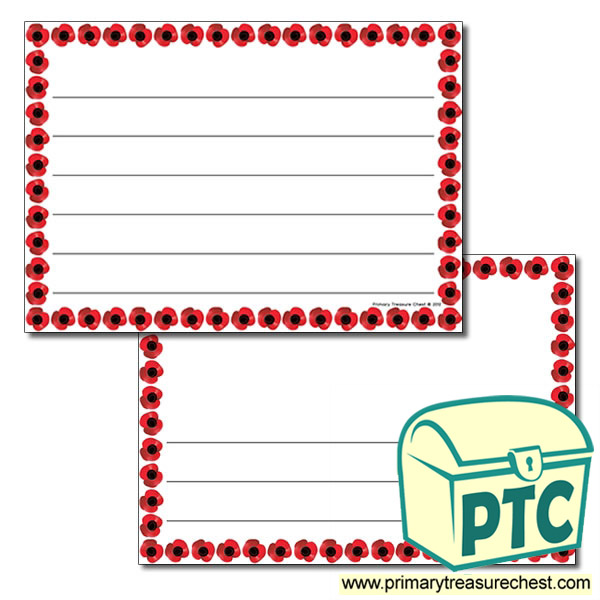 Poppy Themed Landscape Page Border - Wide lines