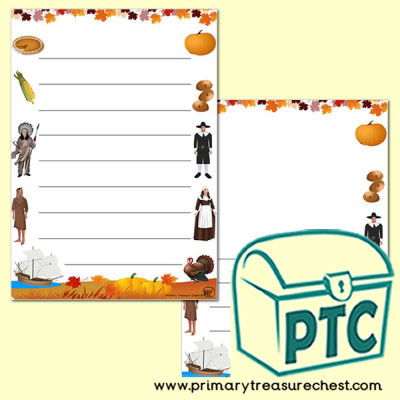Thanksgiving Page Border/Writing Frame (wide lines)