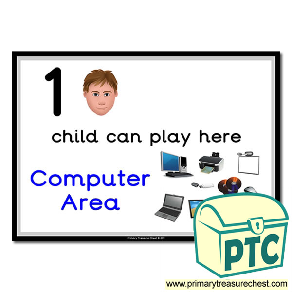 Computer Area Sign - 'How Many Children Can Play Here' Classroom Organisation Posters
