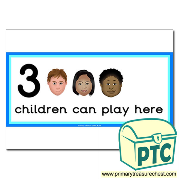 Creative Area Sign - Images of Faces - 3 children can play here - Classroom Organisation Poster