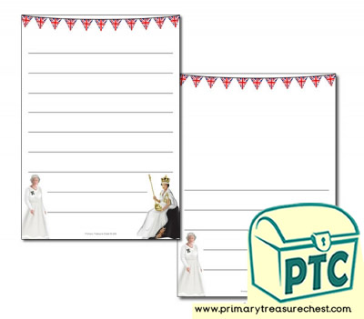  Queen Elizabeth II themed Page Border/ Writing Frames (wide lines)