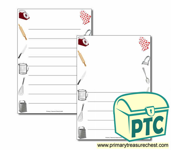 Cooking Equipment Themed Page Borders/Writing Frames (wide lines)