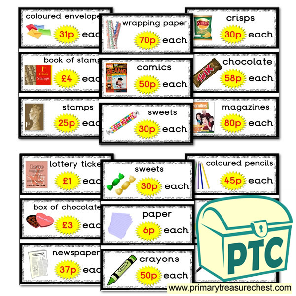 Role Play Newsagents Prices Flashcards  