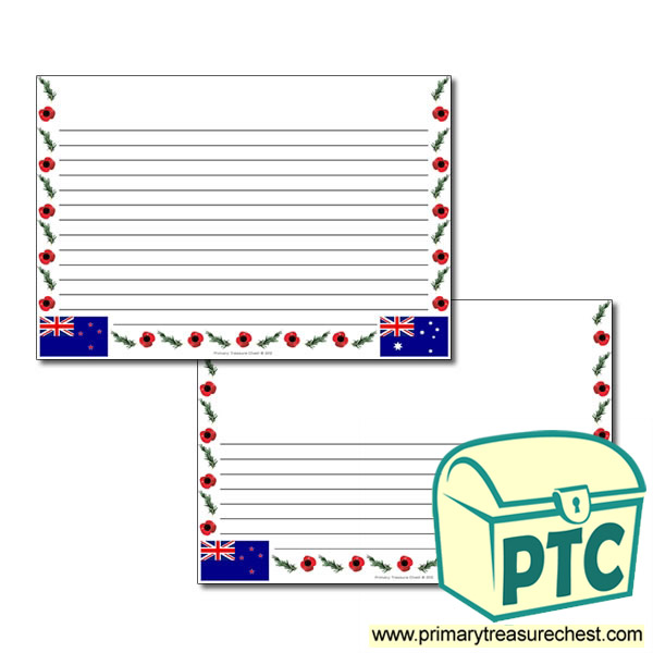 Anzac Day Themed Landscape Page Border - Narrow lines