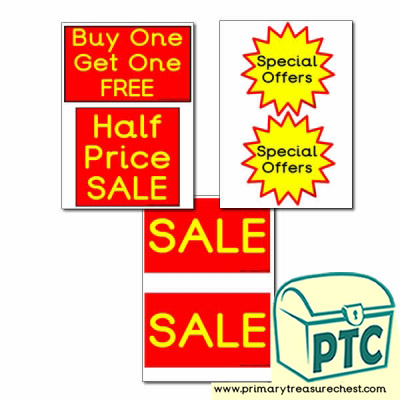 Role Play For Sale/Offer Shop Signs