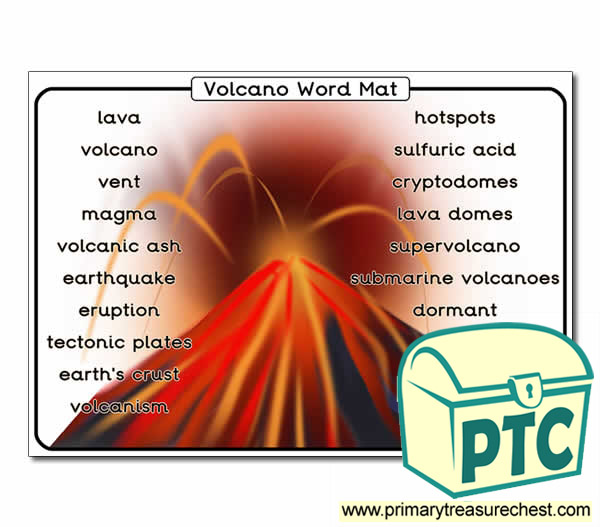 Volcano Themed Word Mat
