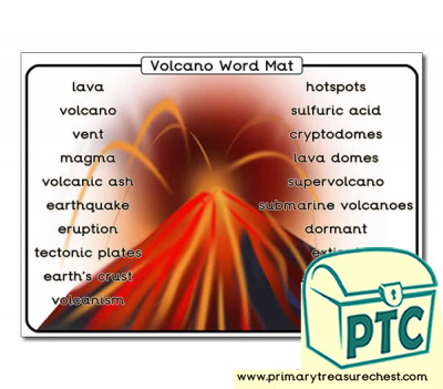 Volcano Themed Word Mat