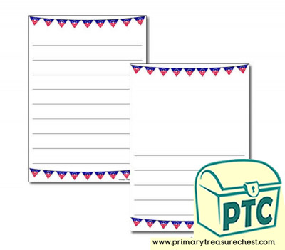 Juneteenth Bunting Themed Page Border/Writing Frame (wide lines)
