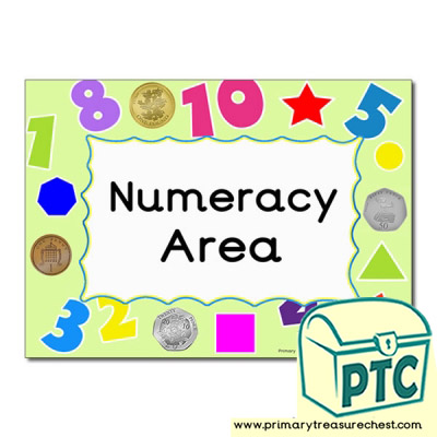 Numeracy area Classroom sign