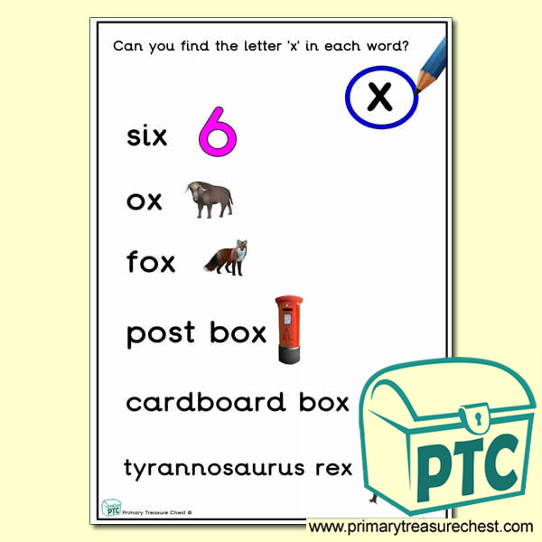 Find the Letter 'x' Activity Sheet