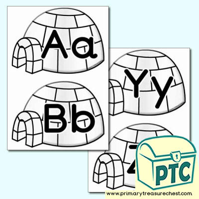 Igloo Themed Lowercase Alphabet Cards
