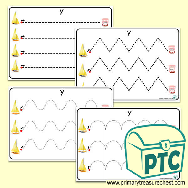 'Yy'' Themed Pre-Writing Patterns Activity Sheets