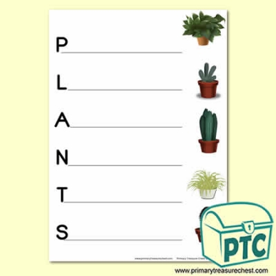 'Plants' Acrostic Poem Sheet
