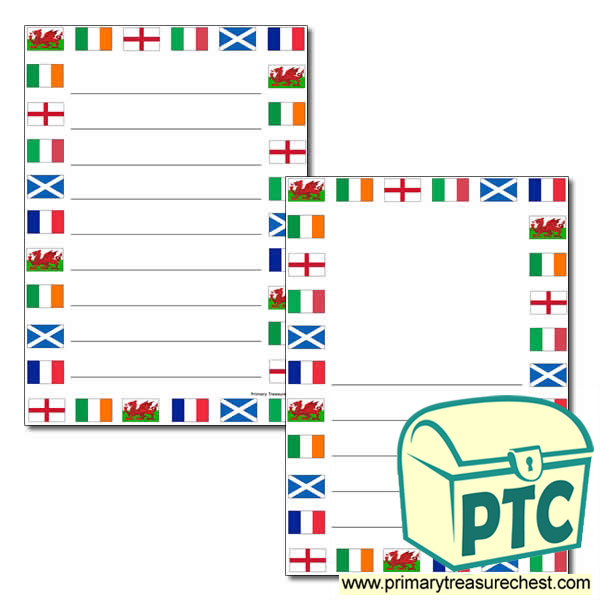 Six Nations Flags Themed Page Border with Wide Lines
