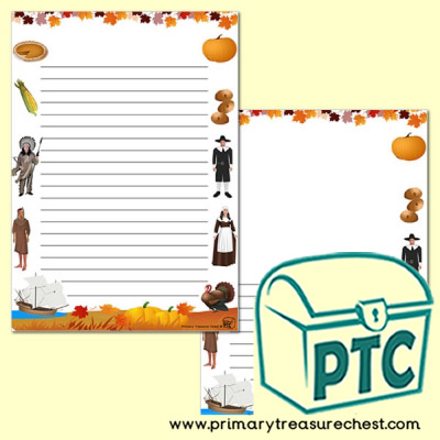 Thanksgiving Page Border/Writing Frame (narrow lines)