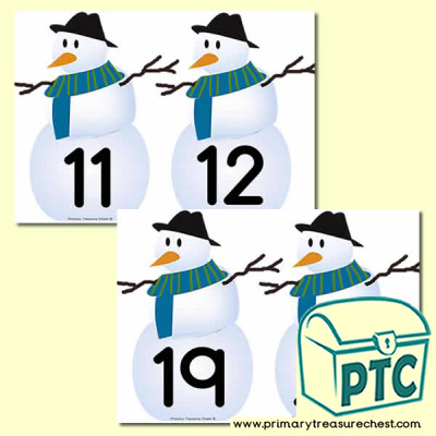 Snowman Themed Number Line 11-20