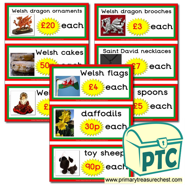 Welsh Gift Shop Prices Flashcards (21p-£99)