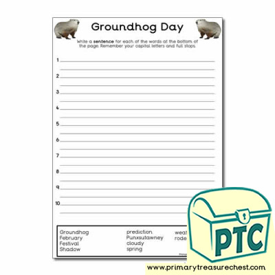 Groundhog Day Themed Sentence Worksheet