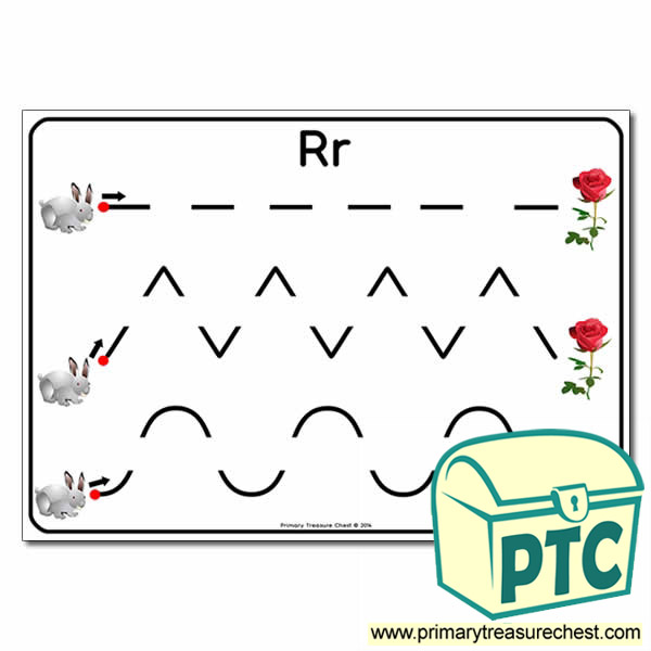 'Rr' Themed Pre-Writing Patterns Activity Sheet