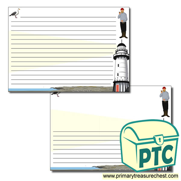 Lighthouse Themed Landscape Page Border/Writing Frame (narrow lines)
