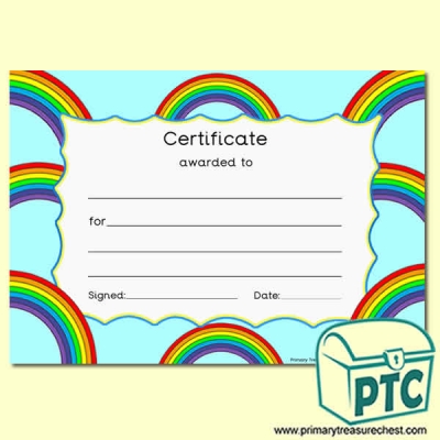 Rainbow Themed Certificate