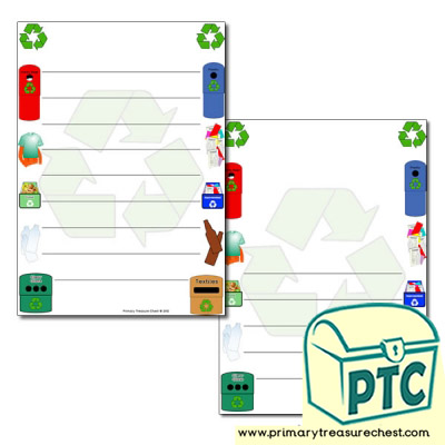 Recycling Page Border/Writing Frame (wide lines)