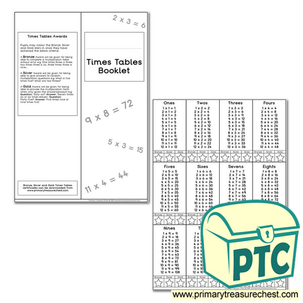 Times Tables Booklet Tables 1-12 1x3, 2x3, 3x3, 4x3 format for all tables