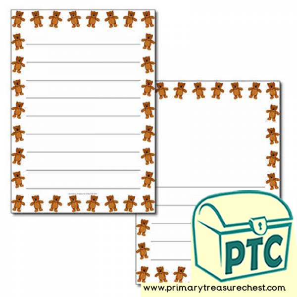 Teddy Bear themed Page Border/ Writing Frames (wide lines)