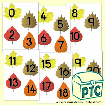 Autumn Leaves Themed Numbers 0 to 20