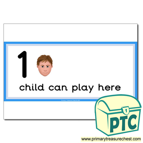 Reading Area Sign - Images of Faces - 1 child can play here - Classroom Organisation Poster