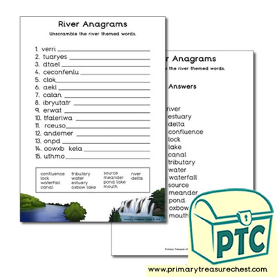 River Themed Anagram Worksheet