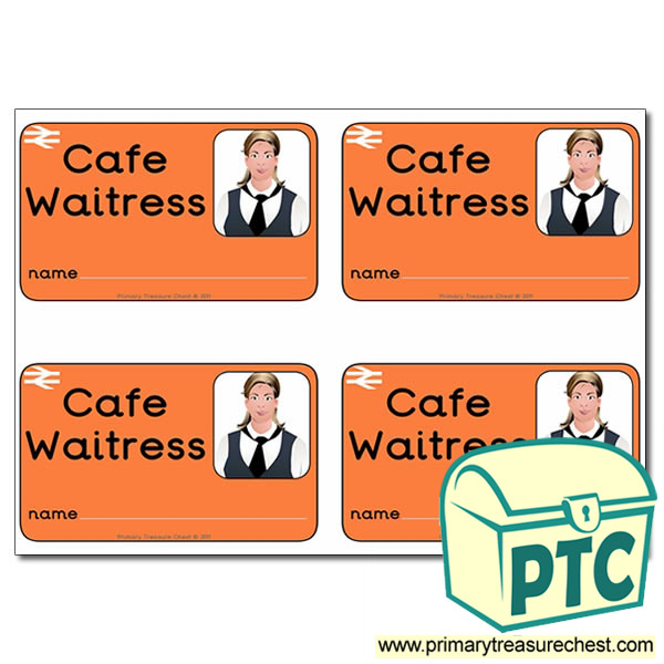 Role Play Train Station Cafe Waitress ID Badges
